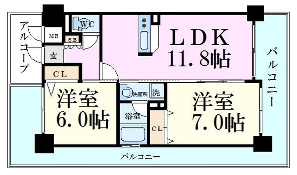 兵庫駅 徒歩10分 11階の物件間取画像